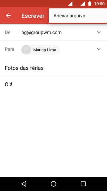 Pressione Anexar arquivo, e navegue até a pasta desejada. Pressione Anexar arquivo, e navegue até a pasta desejada.