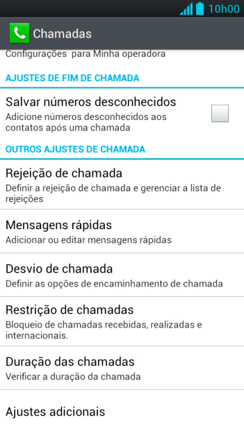 Pressione Ajustes adicionais. Pressione Ajustes adicionais.