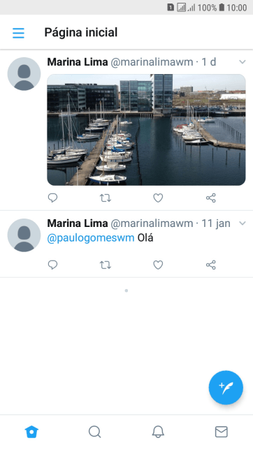 Pressione o ícone de novo tweet. Pressione o ícone de novo tweet.