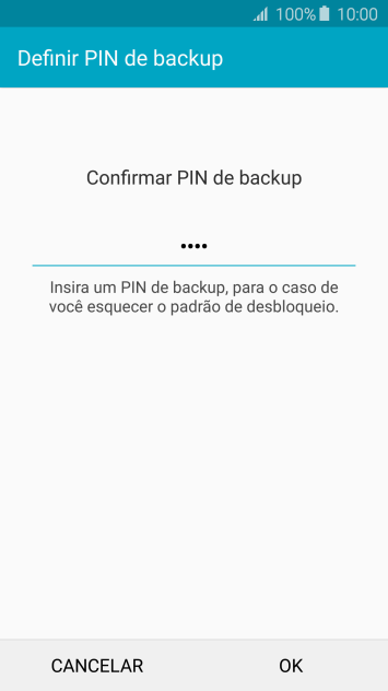 Digite o código PIN novamente e pressione OK. Digite o código PIN novamente e pressione OK.