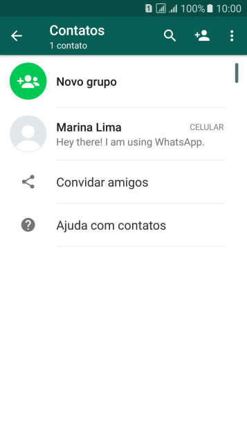 Pressione o ícone de busca, e digite as primeiras letras do nome do contato. Pressione o ícone de busca, e digite as primeiras letras do nome do contato.