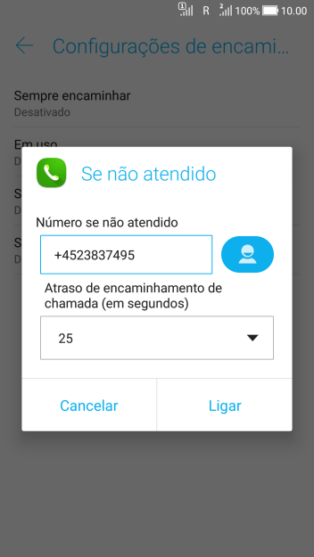 Se você encaminhar chamadas perdidas, você deve selecionar o intervalo do encaminhamento. Pressione a lista suspensa abaixo de Se você encaminhar chamadas perdidas, você deve selecionar o intervalo do encaminhamento. Pressione a lista suspensa abaixo de