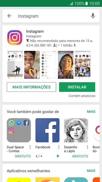 Pressione Instagram. Pressione Instagram.