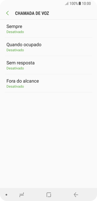 Pressione o tipo de encaminhamento desejado. Pressione o tipo de encaminhamento desejado.