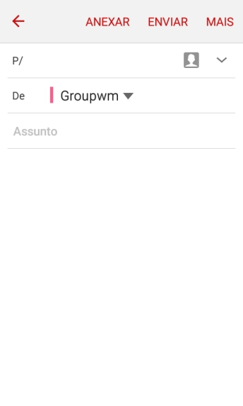 Pressione o campo de busca, e digite as primeiras letras do destinatário. Pressione o campo de busca, e digite as primeiras letras do destinatário.