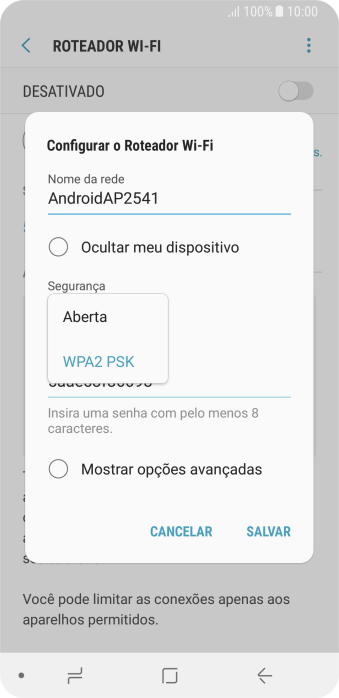 Pressione WPA2 PSK para proteger seu Roteador Wi-Fi com uma senha. Pressione WPA2 PSK para proteger seu Roteador Wi-Fi com uma senha.