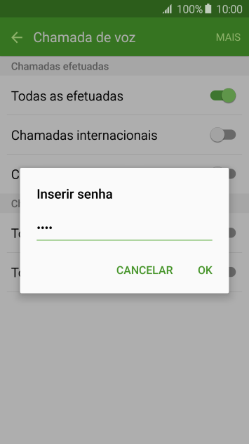 Digite sua senha de bloqueio, e pressione OK. Digite sua senha de bloqueio, e pressione OK.