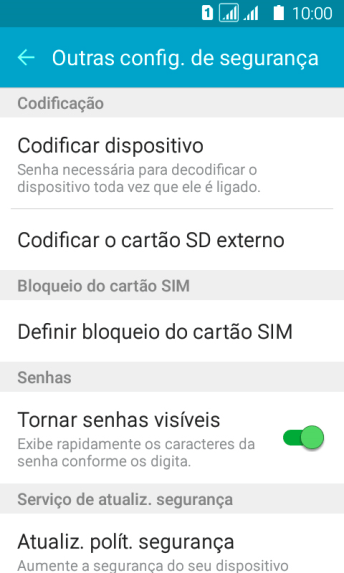Pressione Definir bloqueio do cartão SIM. Pressione Definir bloqueio do cartão SIM.