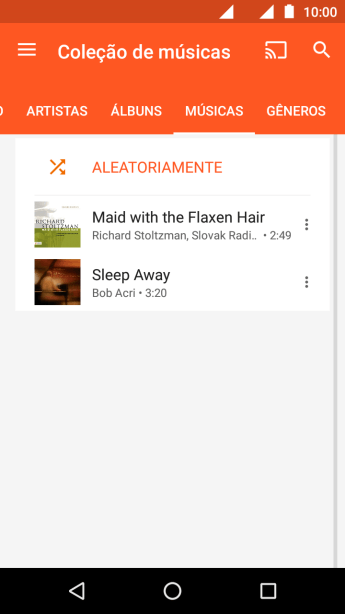 Pressione o arquivo de música desejado. Pressione o arquivo de música desejado.