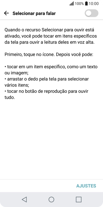 Pressione o indicador para ativar a função. Pressione o indicador para ativar a função.