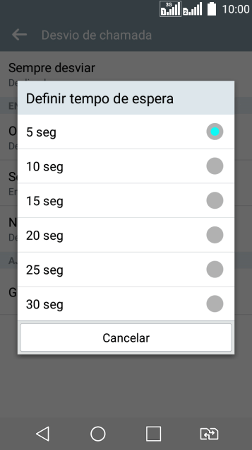Se você encaminhar chamadas perdidas, você deve selecionar o intervalo do encaminhamento. Pressione o intervalo desejado. Se você encaminhar chamadas perdidas, você deve selecionar o intervalo do encaminhamento. Pressione o intervalo desejado.