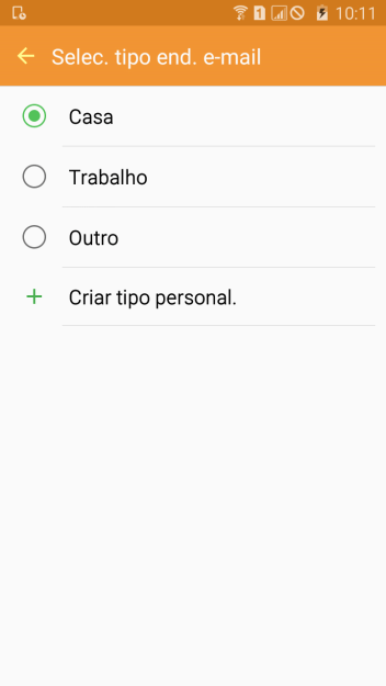 Pressione o tipo de e-mail desejado. Pressione o tipo de e-mail desejado.