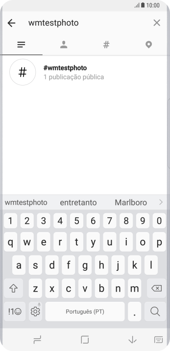 Pressione o hashtag desejado, e navegue até o post desejado. Pressione o hashtag desejado, e navegue até o post desejado.