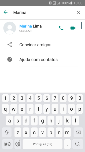 Pressione o ícone de chamada de voz para realizar uma chamada de voz para o contato. Pressione o ícone de chamada de voz para realizar uma chamada de voz para o contato.