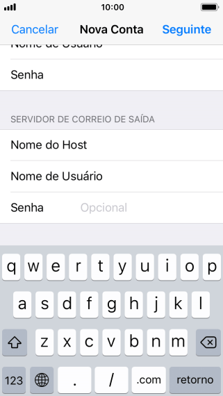 Pressione Senha e digite a senha da sua conta e-mail. Pressione Senha e digite a senha da sua conta e-mail.