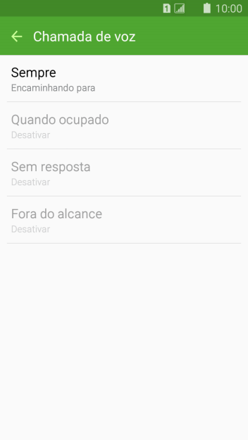 Pressione o tipo de encaminhamento desejado. Pressione o tipo de encaminhamento desejado.