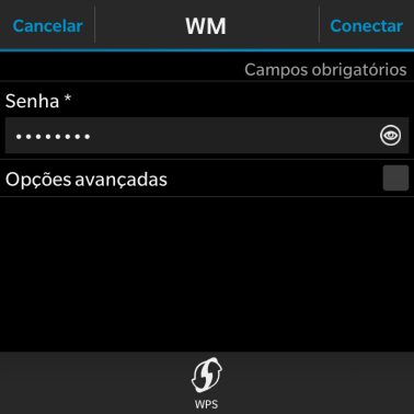 Digite a senha da sua conta da rede Wi-Fi, e pressione Conectar. Digite a senha da sua conta da rede Wi-Fi, e pressione Conectar.