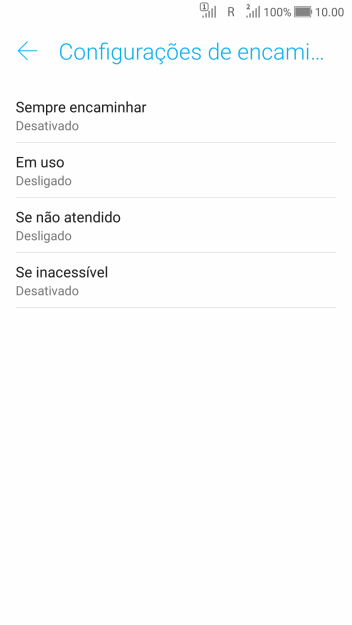 Pressione o tipo de encaminhamento desejado. Pressione o tipo de encaminhamento desejado.