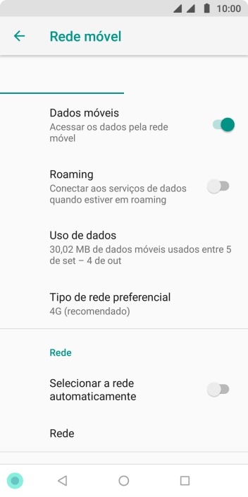 Se você quiser selecionar a rede automaticamente, deve pressionar o indicador ao lado de Se você quiser selecionar a rede automaticamente, deve pressionar o indicador ao lado de
