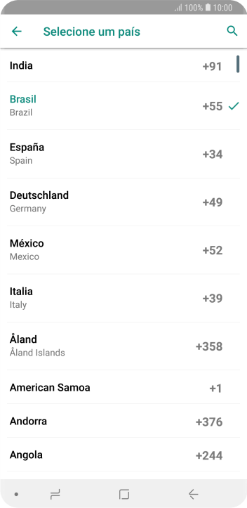 Pressione o país desejado. Pressione o país desejado.