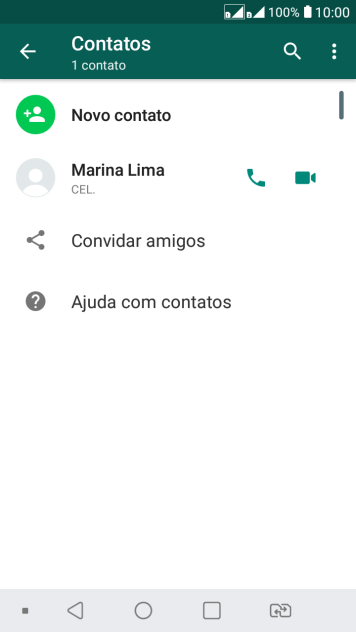 Pressione o ícone de busca, e digite as primeiras letras do nome do contato. Pressione o ícone de busca, e digite as primeiras letras do nome do contato.