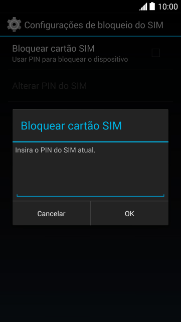 Digite um código PIN de quatro cifras e pressione OK. O código PIN padrão é 1010. Digite um código PIN de quatro cifras e pressione OK. O código PIN padrão é 1010.