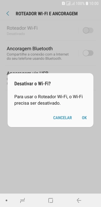 Se o Wi-Fi estiver ativado você deve pressionar OK. Se o Wi-Fi estiver ativado você deve pressionar OK.
