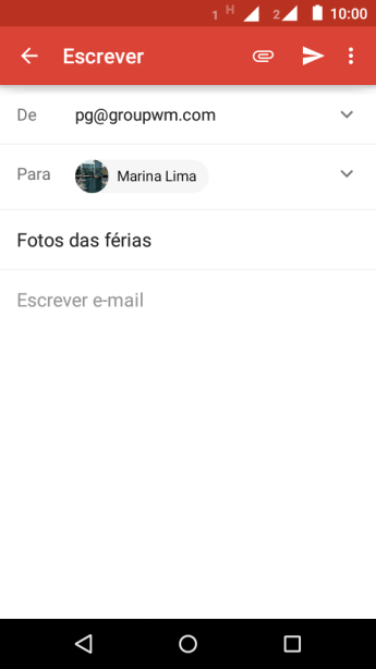 Pressioneo campo de escrever, e escreva o texto do seu e-mail. Pressioneo campo de escrever, e escreva o texto do seu e-mail.