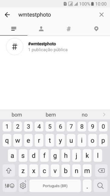 Pressione o hashtag desejado, e navegue até o post desejado. Pressione o hashtag desejado, e navegue até o post desejado.