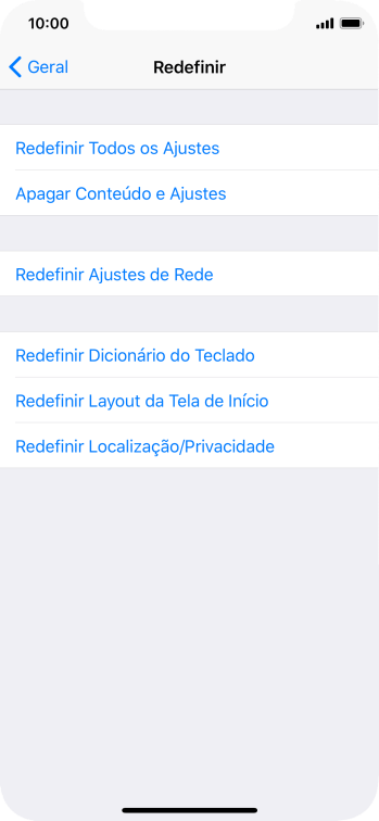 Pressione Redefinir Todos os Ajustes. Pressione Redefinir Todos os Ajustes.