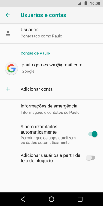 Pressione Adicionar conta. Pressione Adicionar conta.