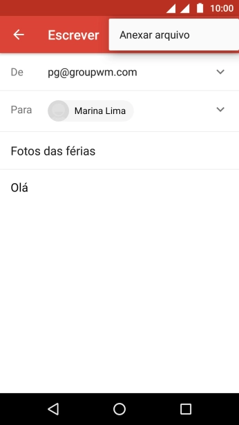 Pressione Anexar arquivo, e navegue até a pasta desejada. Pressione Anexar arquivo, e navegue até a pasta desejada.