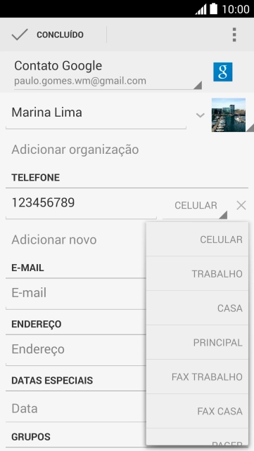 Pressione o tipo de número desejado. Pressione o tipo de número desejado.