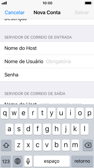 Pressione Nome de Usuário, e digite o nome de usuário da sua conta e-mail. Pressione Nome de Usuário, e digite o nome de usuário da sua conta e-mail.