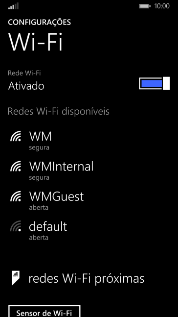 Pressione a rede Wi-Fi desejada. Pressione a rede Wi-Fi desejada.