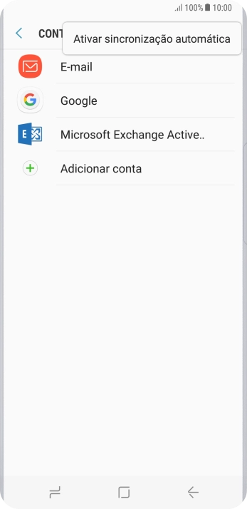 Pressione Ativar sincronização automática. Pressione Ativar sincronização automática.