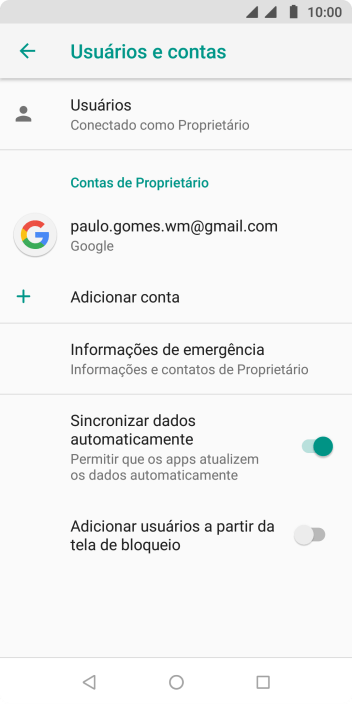 Pressione Adicionar conta. Pressione Adicionar conta.
