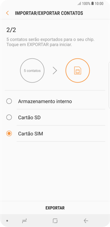 Pressione EXPORTAR. Pressione EXPORTAR.