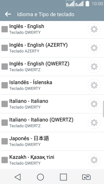 Pressione o idioma desejado para adicioná-lo. Pressione o idioma desejado para adicioná-lo.