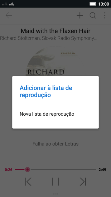 Pressione Nova lista de reprodução. Pressione Nova lista de reprodução.
