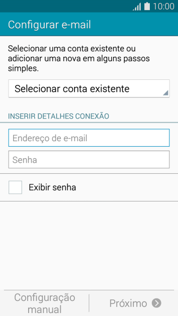 Pressione Endereço de e-mail, e digite o endereço de e-mail. Pressione Endereço de e-mail, e digite o endereço de e-mail.
