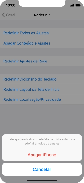 Pressione Apagar iPhone. Pressione Apagar iPhone.