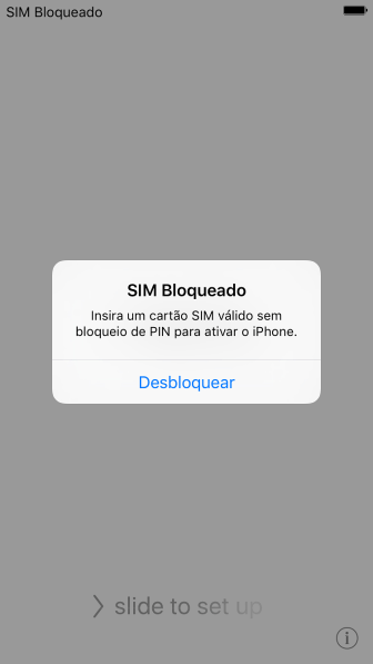 Se o seu chip estiver bloqueado, você deve pressionar Desbloquear. Se o seu chip estiver bloqueado, você deve pressionar Desbloquear.