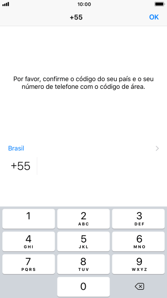 Pressione OK, e siga as instruções da tela para confirmar o número do celular. Pressione OK, e siga as instruções da tela para confirmar o número do celular.