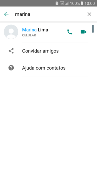 Pressione o ícone de chamada de voz para realizar uma chamada de voz para o contato. Pressione o ícone de chamada de voz para realizar uma chamada de voz para o contato.