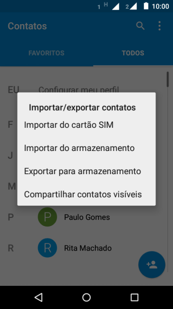 Pressione Importar do cartão SIM. Pressione Importar do cartão SIM.