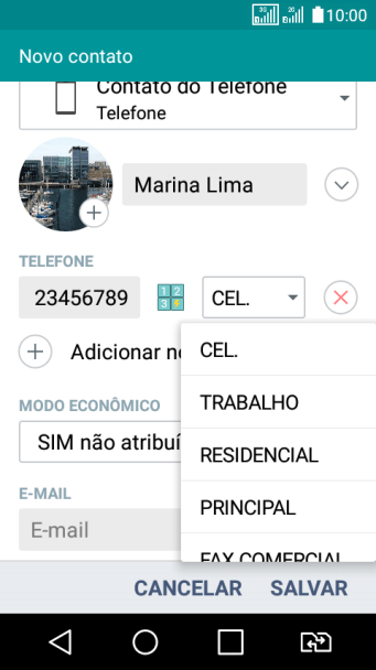 Pressione o tipo de número desejado. Pressione o tipo de número desejado.