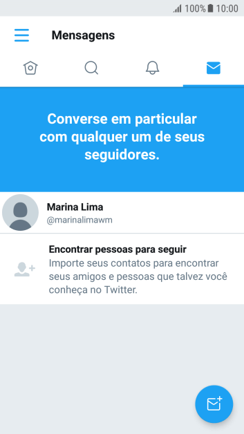 Pressione o ícone de nova mensagem. Pressione o ícone de nova mensagem.