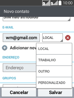 Pressione o tipo de e-mail desejado. Pressione o tipo de e-mail desejado.