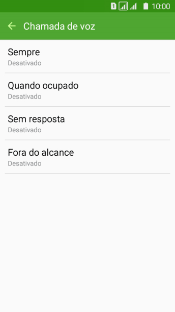 Pressione o tipo de encaminhamento desejado. Pressione o tipo de encaminhamento desejado.